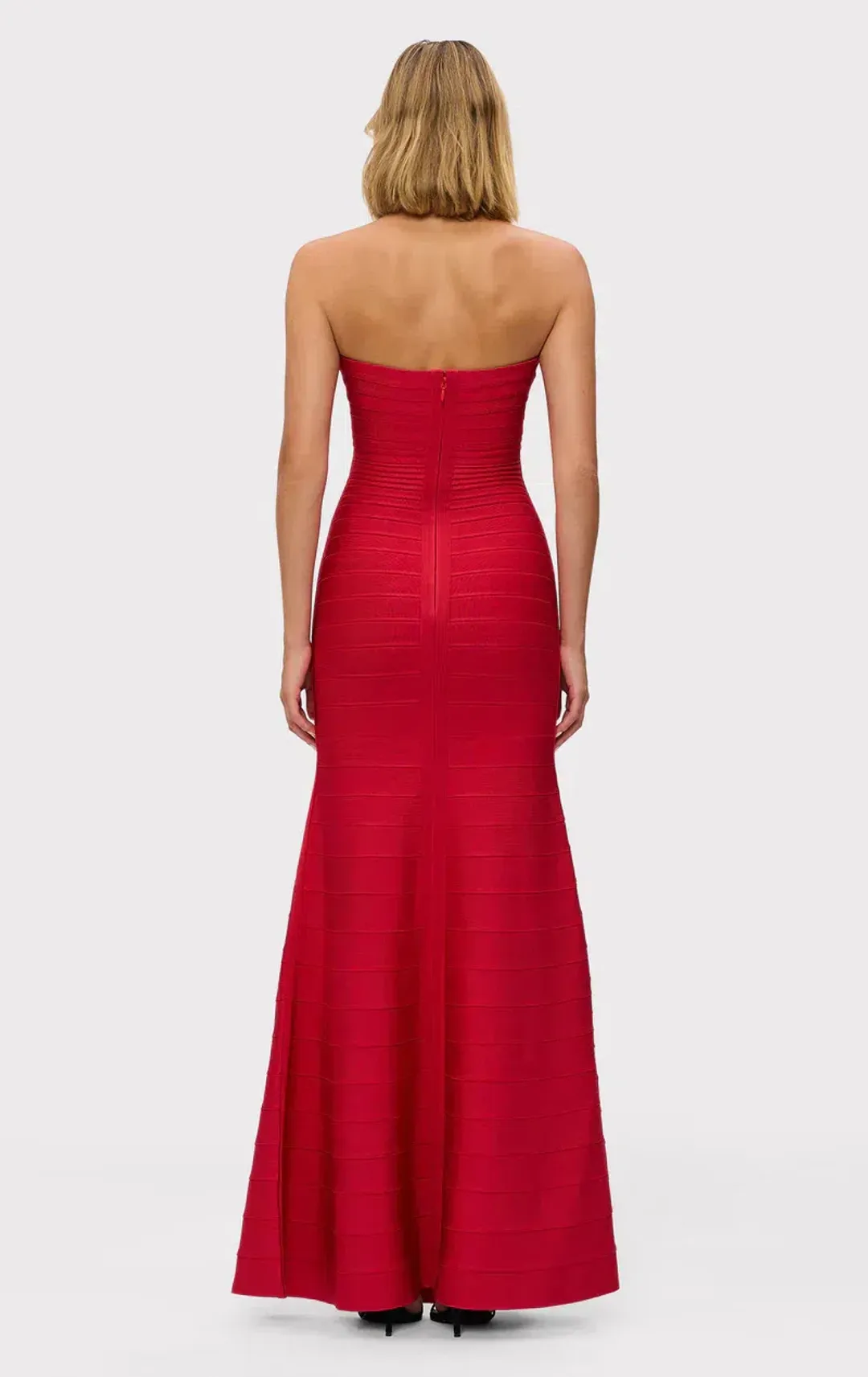 Herve Leger Lipstick Red Sara Gown Size 8 for rent on The Volte - main image