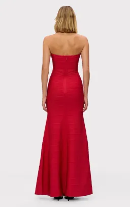 Herve Leger Lipstick Red Sara Gown Size 8 for rent on The Volte - image 3