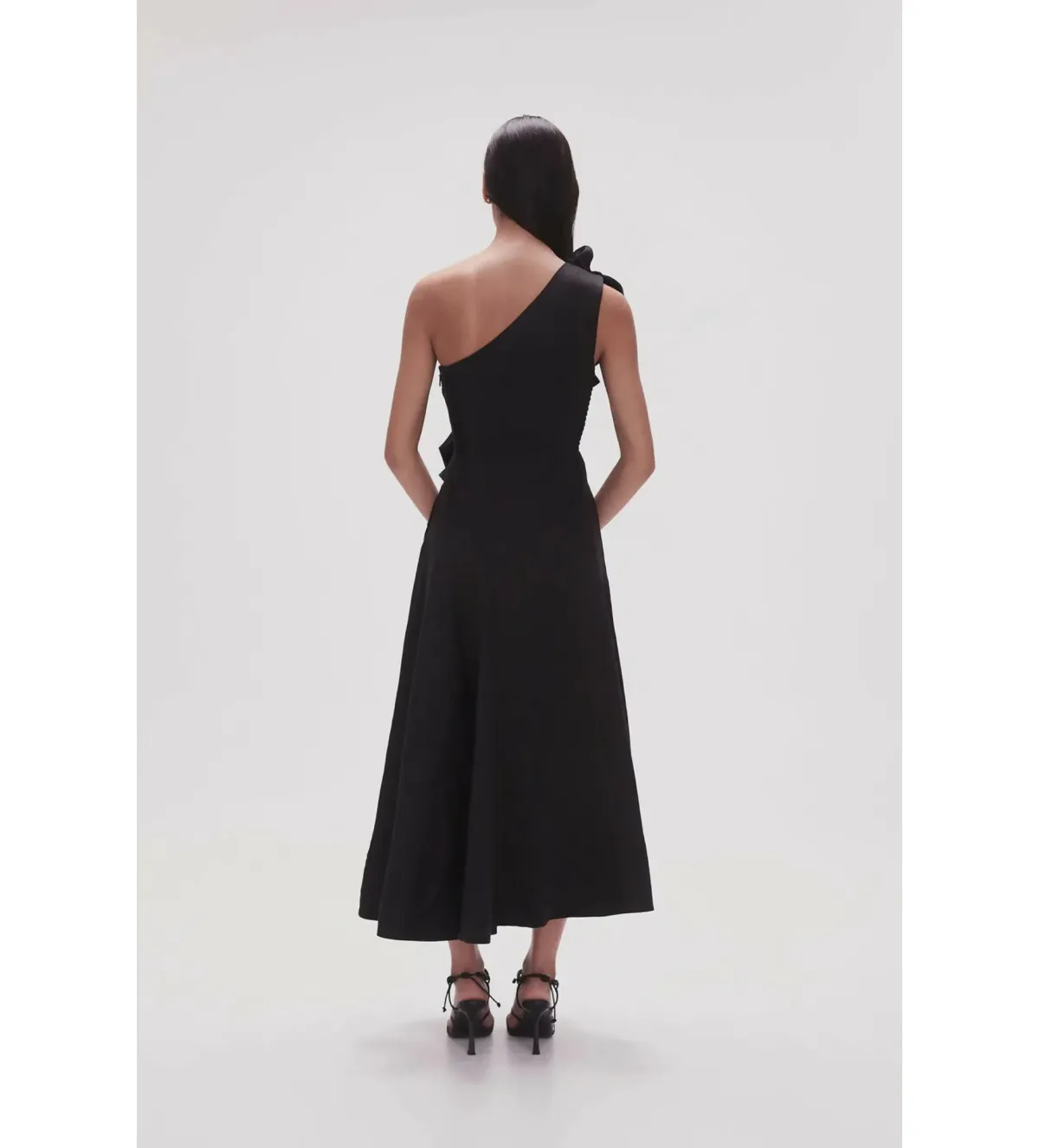 Aje Adelia Ruffle Midi Dress Black Size S/AU 8 - Image 4