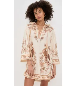 Zimmermann Ascension Tunic Mini Dress Cream Tan Floral Size 1 / AU 10 for rent on The Volte - image 2
