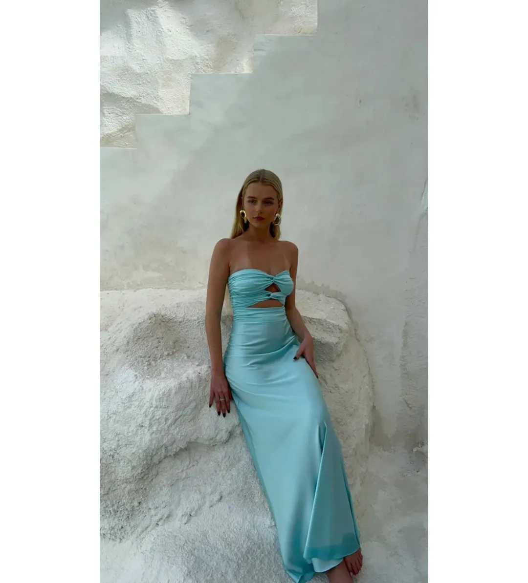 HNTR the label Inka Gown Aqua Size AU 8 for rent on The Volte - main image