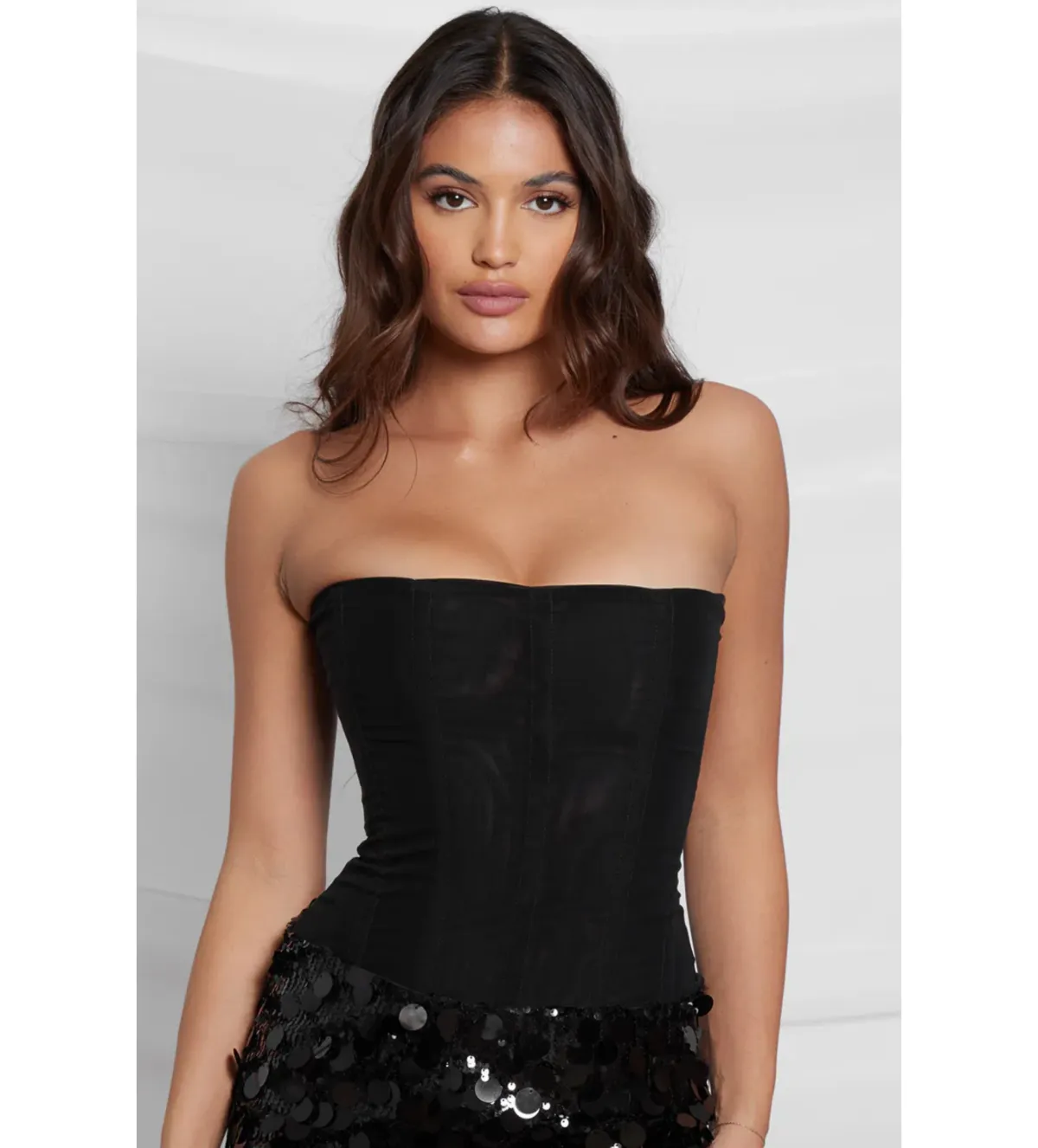 Leau Muse Mesh Corset Top in Black Size L/AU12 - Image 1