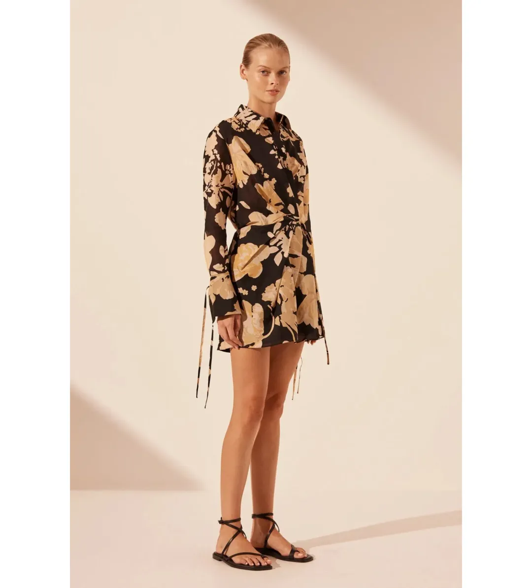 Shona Joy Draped Shirt Mini Dress Xenia Size AU 12 for rent on The Volte - main image