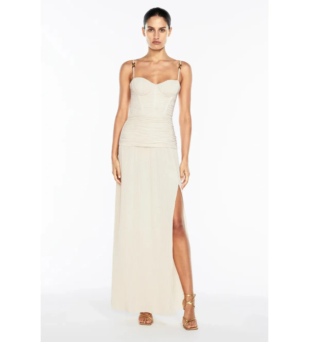 Manning Cartell Double Time Pleat Maxi Dress Nougat Size S/AU 8 - Image 1