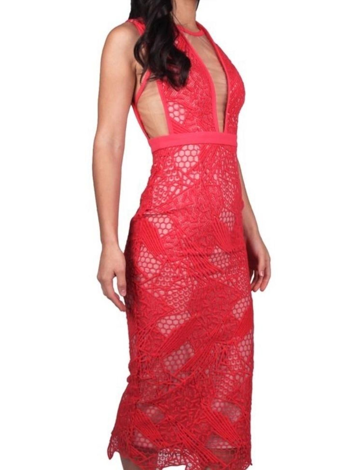 Manning Cartell Gallery Views Sheath Dress Scarlet Red Size 8 - Image 1