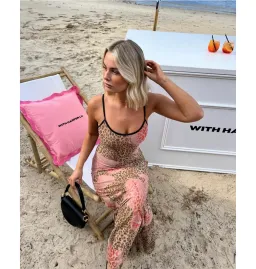 With Harper Lu Slip Dress in Mesh Leopard Size M / AU 10 for rent on The Volte - image 5