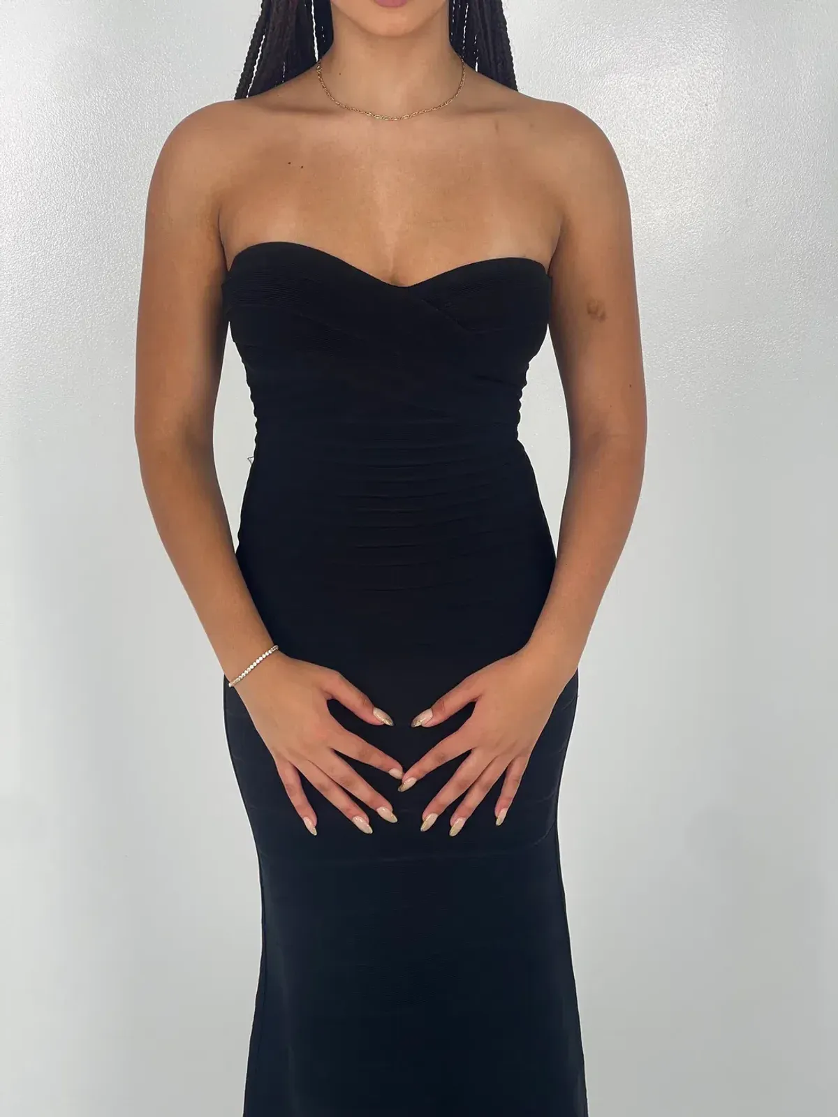 Hervé Léger Black Sara Gown in Black Size L/AU 12 - Image 3