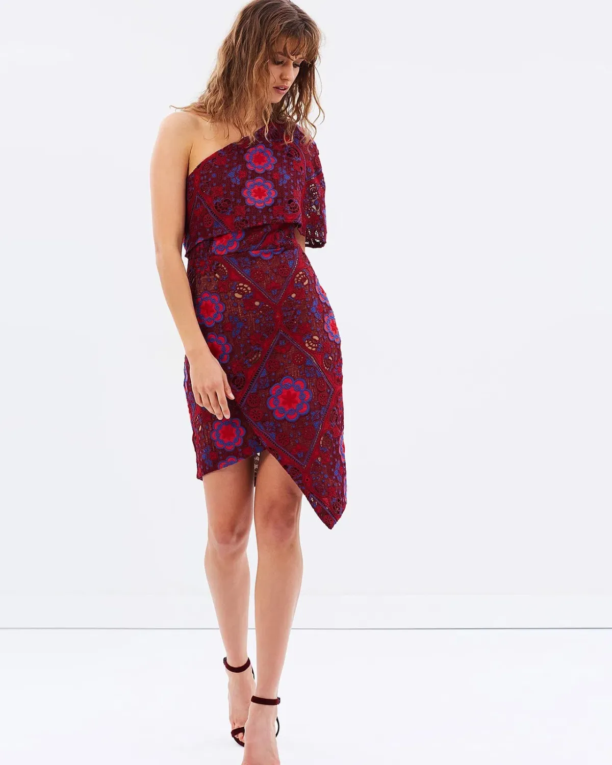 Elliatt Cosmic Mini Dress Burgundy Lace Size M / AU 10 for rent on The Volte - main image