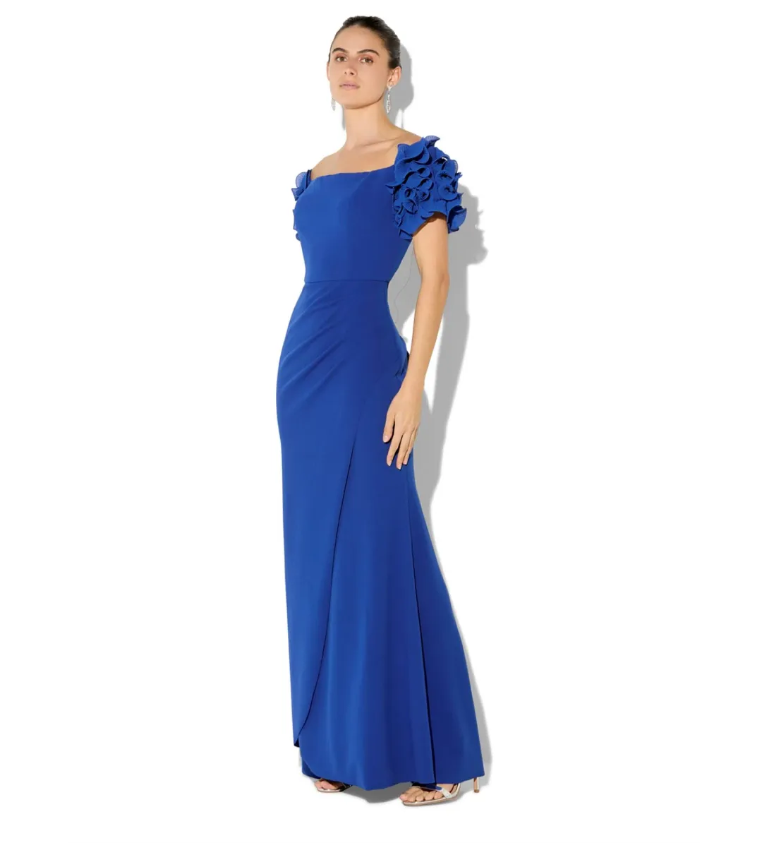 Montique Diana Sapphire Ruffle Sleeve Gown Blue Size AU 10 for rent on The Volte - main image