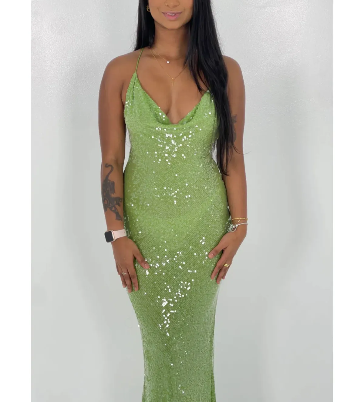 Rat & Boa Gaia Dress in Green Sequin Size XS / AU 6 - Image 3
