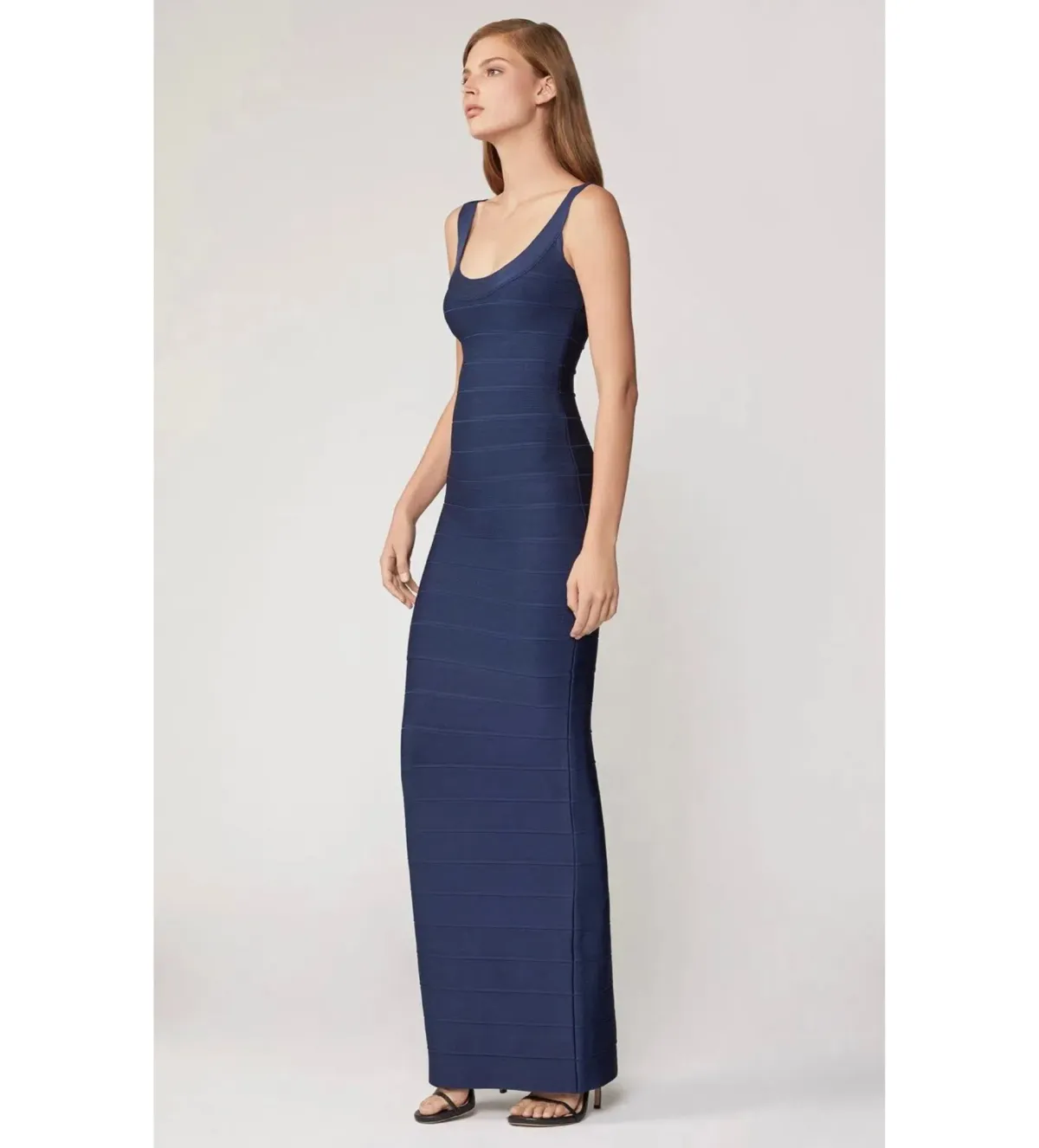 Herve Leger Round Neck Gown in Navy Size XXS / AU 4 - Image 2