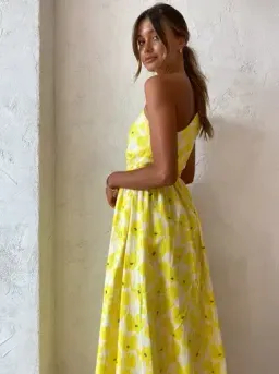 BY NICOLA CANARY BLOSSOM MAXI LINEN DRESS | Size AU 8 for rent on The Volte - image 5