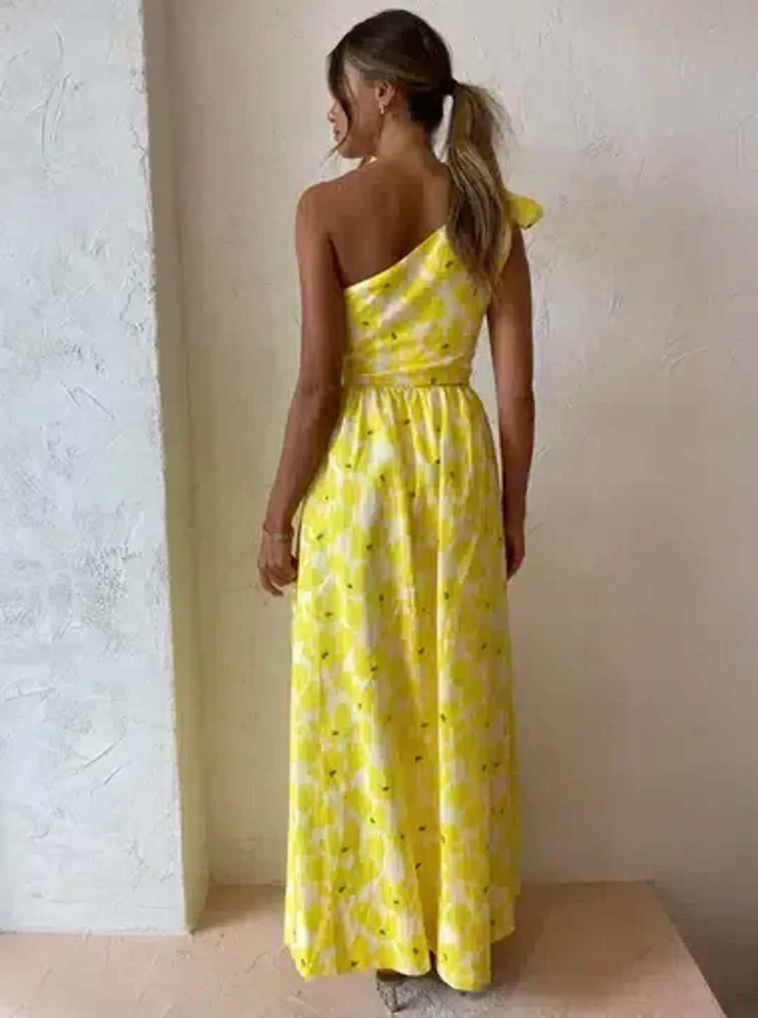 BY NICOLA CANARY BLOSSOM MAXI LINEN DRESS | Size AU 8 for rent on The Volte - main image