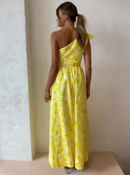 BY NICOLA CANARY BLOSSOM MAXI LINEN DRESS | Size AU 8 for rent on The Volte - image 6