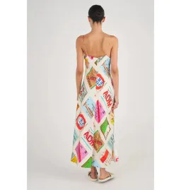 Oroton Ticket Print Slip Maxi Dress Multi Size AU 14 for rent on The Volte - image 4