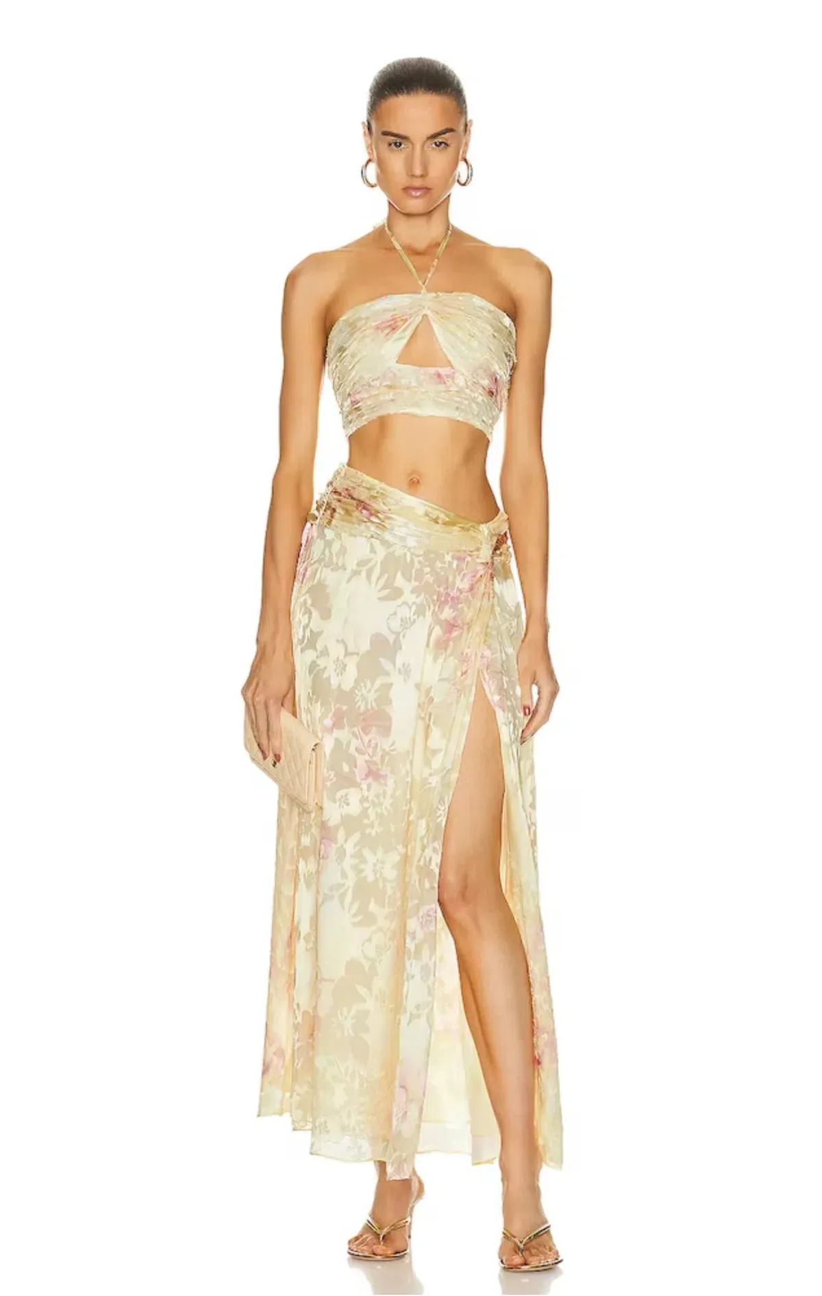 Loveshackfancy Chance Maxi Set Yellow Floral Size 8 - Image 1