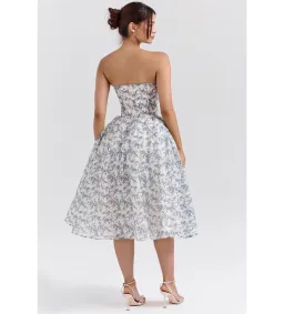 House of CB Bennett Dress English Porcelain Print Strapless Midi Sundress Size L/AU 12-14 for rent on The Volte - image 3