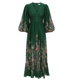 Zimmermann The Rhiannon Plunge Maxi Dress in Green Multi Paisley Size AU 12 for rent on The Volte - image 3