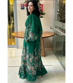 Zimmermann The Rhiannon Plunge Maxi Dress in Green Multi Paisley Size AU 12 for rent on The Volte - image 2