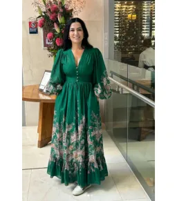 Zimmermann The Rhiannon Plunge Maxi Dress in Green Multi Paisley Size AU 12 for rent on The Volte - image 1