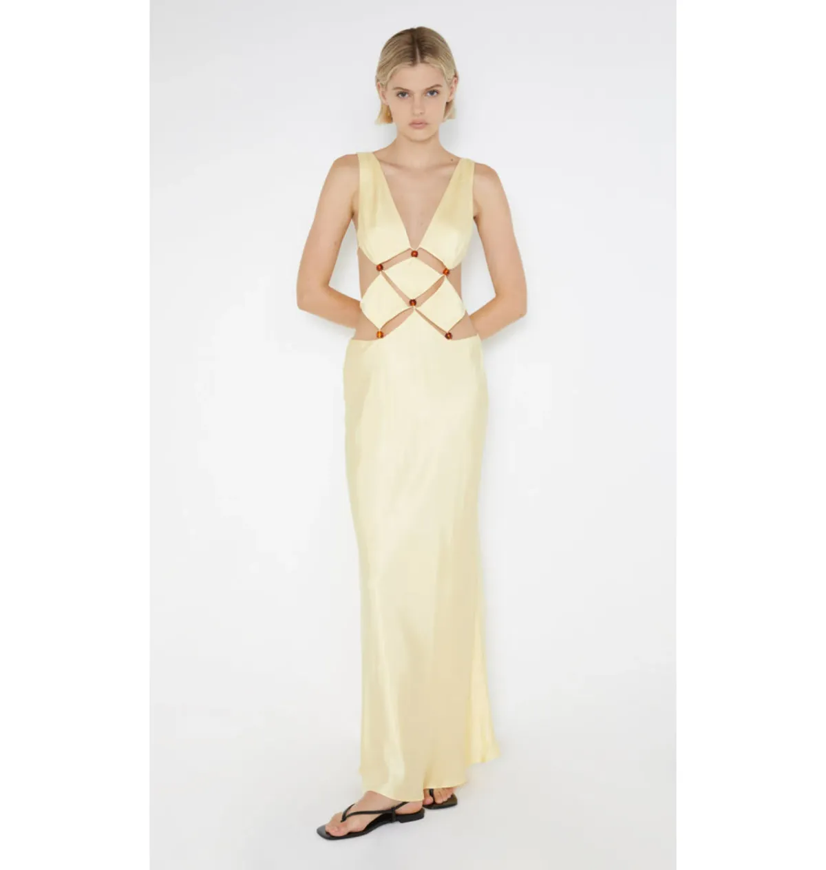 Bec & Bridge Agathe Diamond Dress Butter Yellow Size AU 8 - Image 1