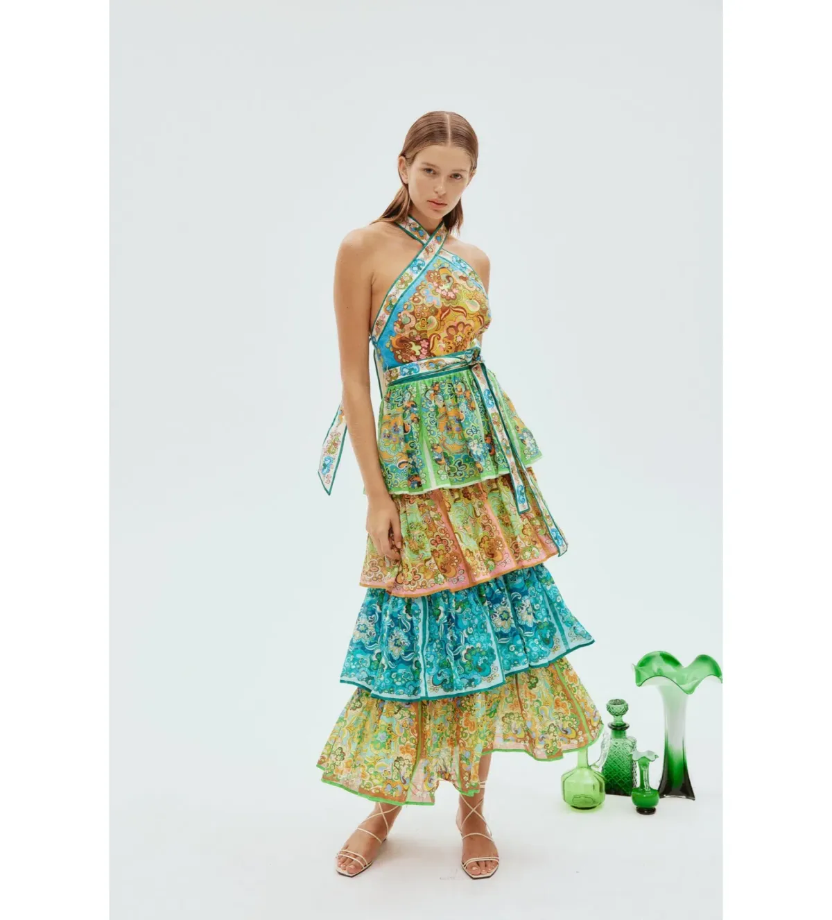 Alemais Dreamer Halter Midi Dress Multi Size 12 - Image 1