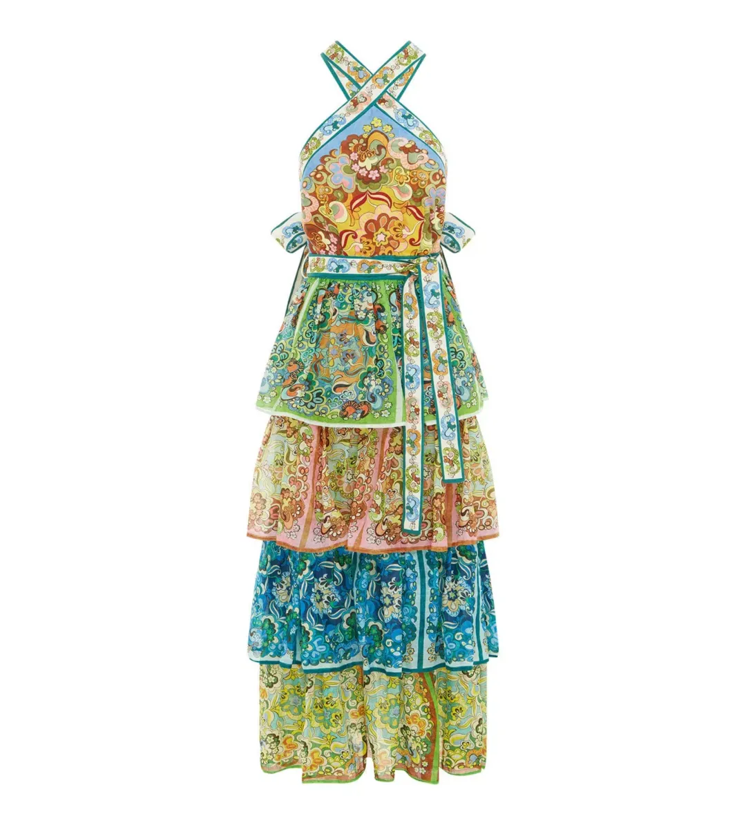 Alemais Dreamer Halter Midi Dress Multi Size 12 for rent on The Volte - main image