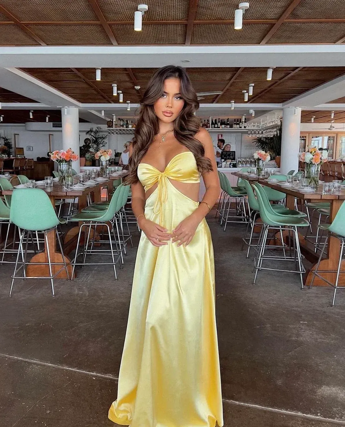 Lane + Sass Lucy Lemon Gown in Yellow Size Small/AU 8 - Image 1