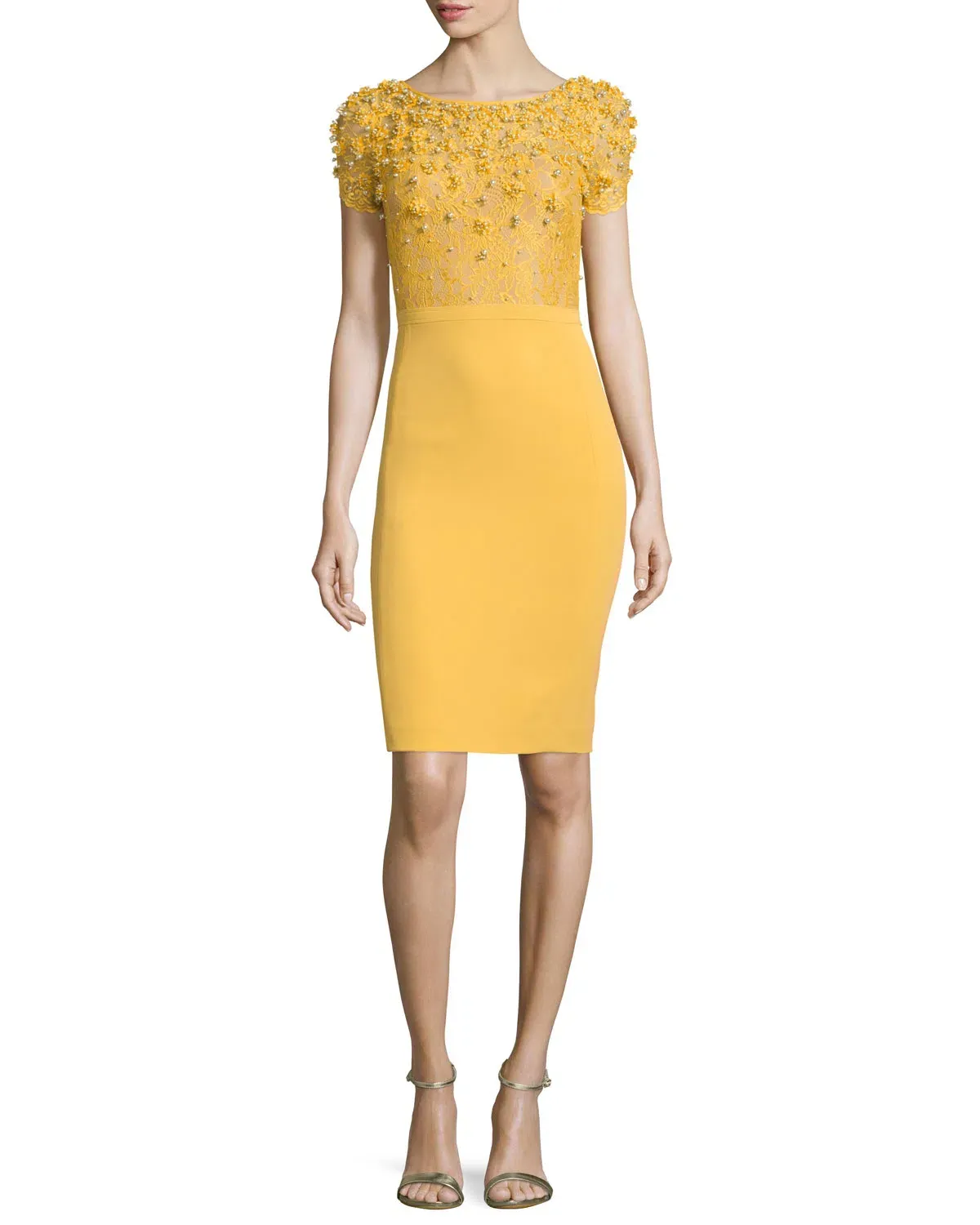 Jenny Packham Embellished Bodice Cocktail Dress Yellow Size 12 for rent on The Volte - main image