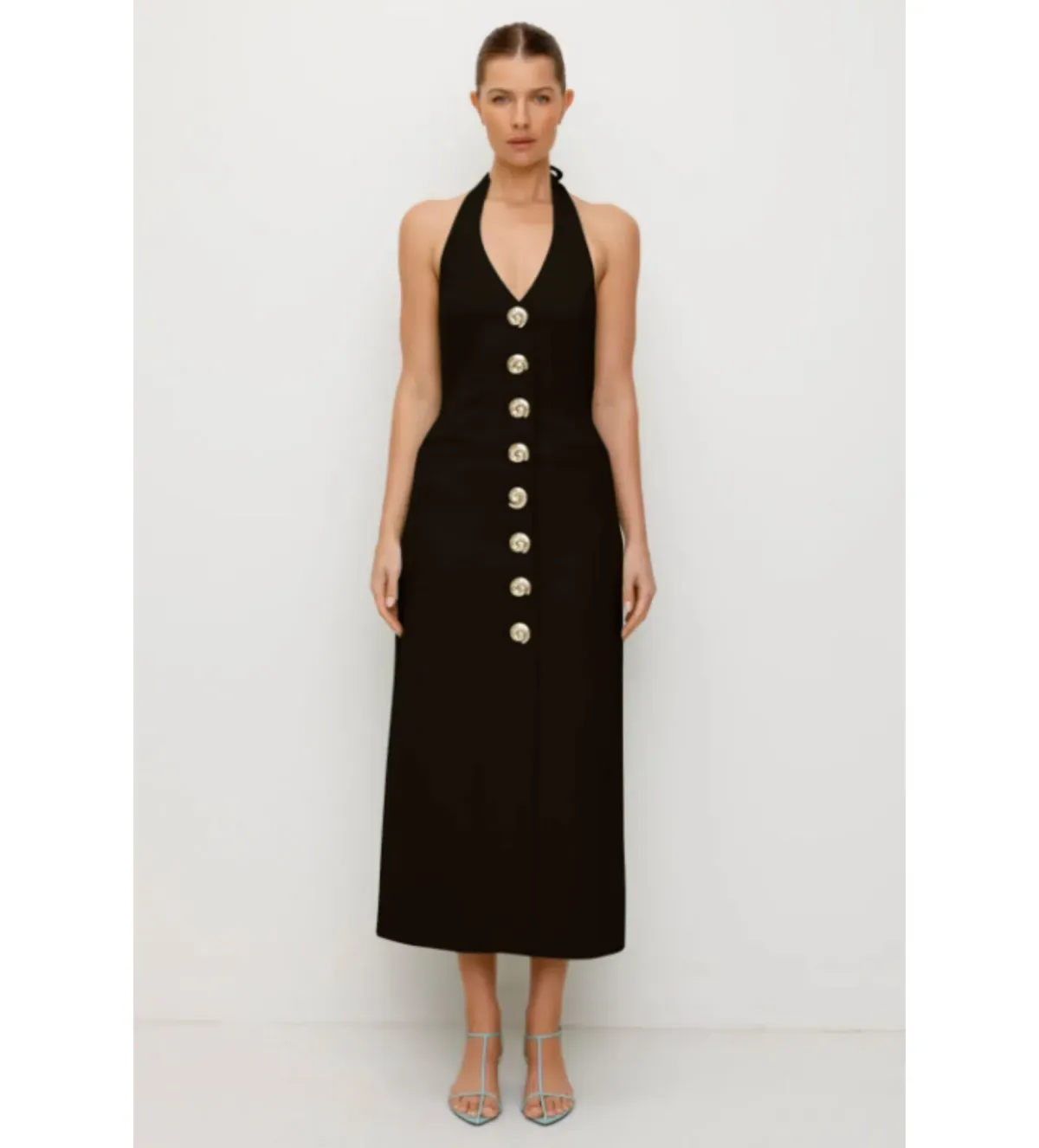 Wolf Gang Irida Midi Dress Black Size 12 for rent on The Volte - main image