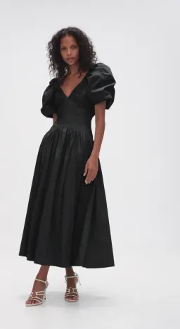 Aje Gabrielle Plunge Midi Dress Black Size 8 for rent on The Volte - image 1