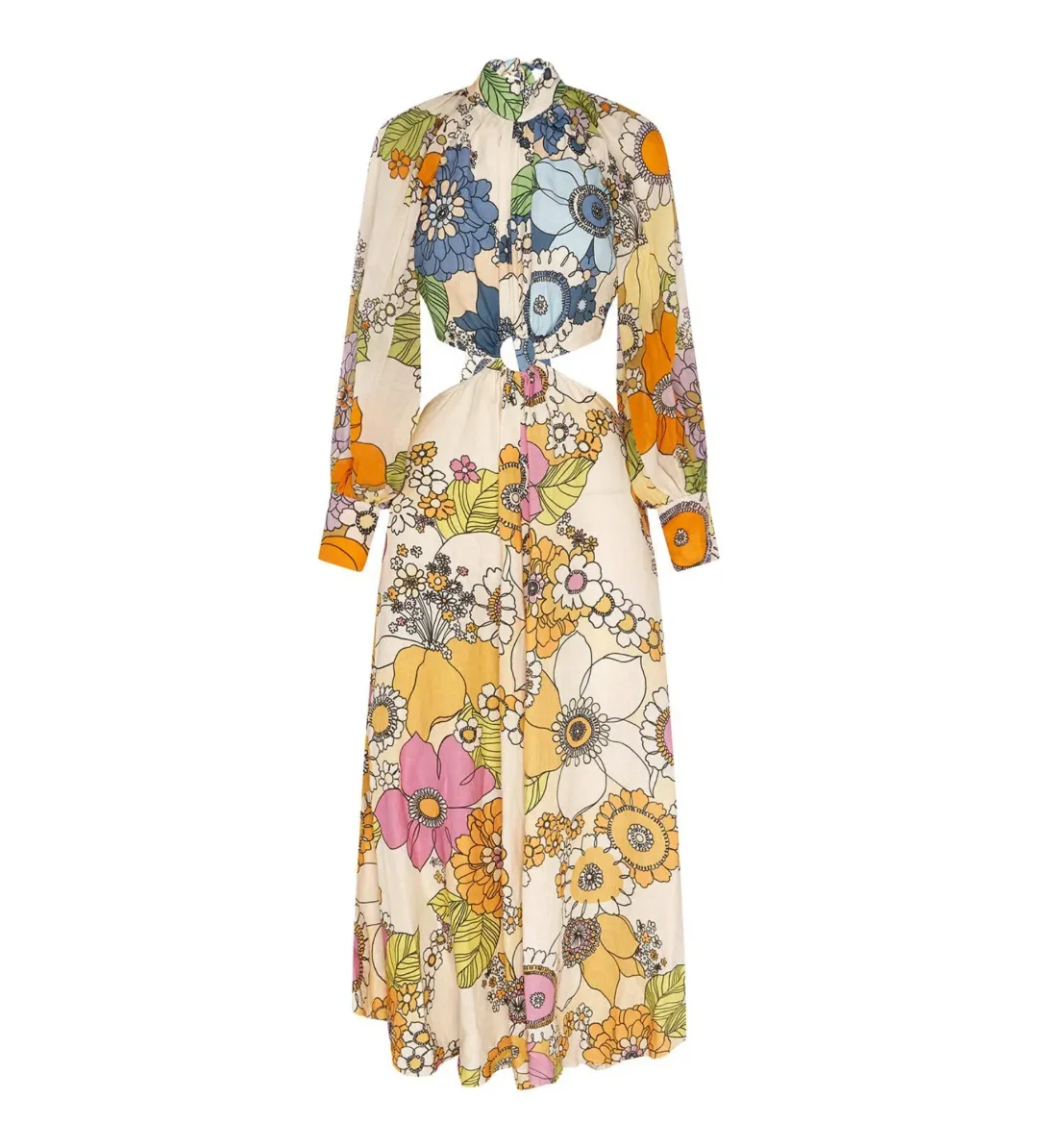Alemais Farrah Cut Out Midi Dress Multi Size 14 for rent on The Volte - main image