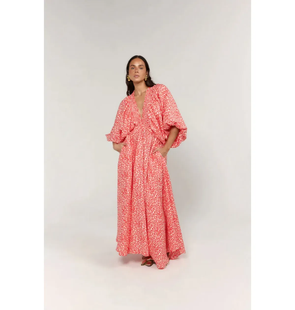 La Boheme Girls Essie V neck Maxi Dress Carol Oat Leopard Size 14-16 - Image 1