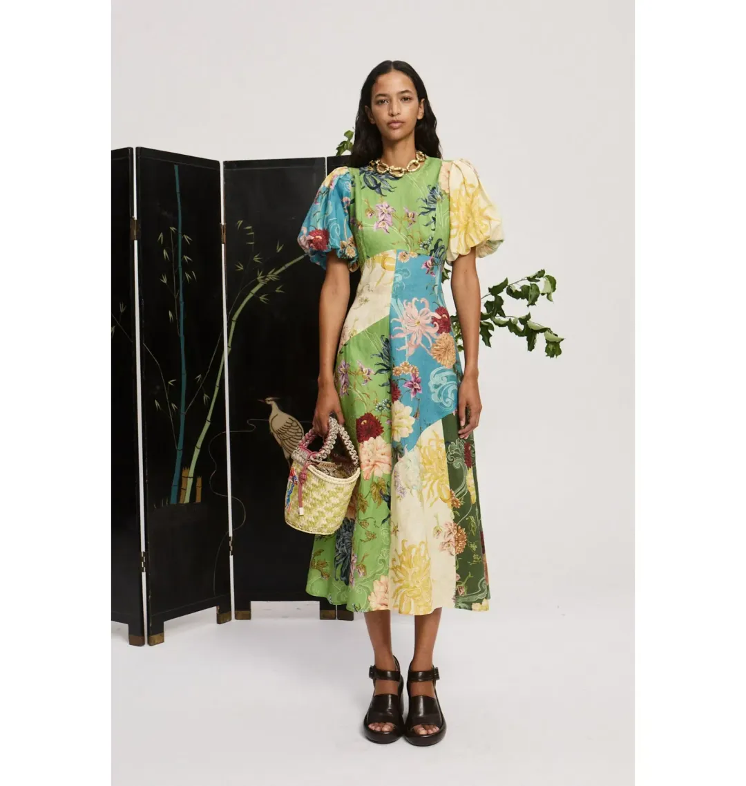 Alemais Avery Spliced Midi Dress Multi Size 16 for rent on The Volte - main image