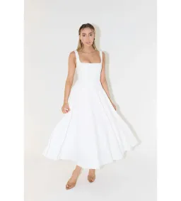 Odd Muse The Ultimate Muse High Waist Square Neck Midi Dress White Size M/AU 10 for rent on The Volte - image 1