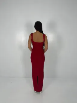 Hervé Léger Cranberry Round Neck Gown in Red Size S/AU8 for rent on The Volte - image 3