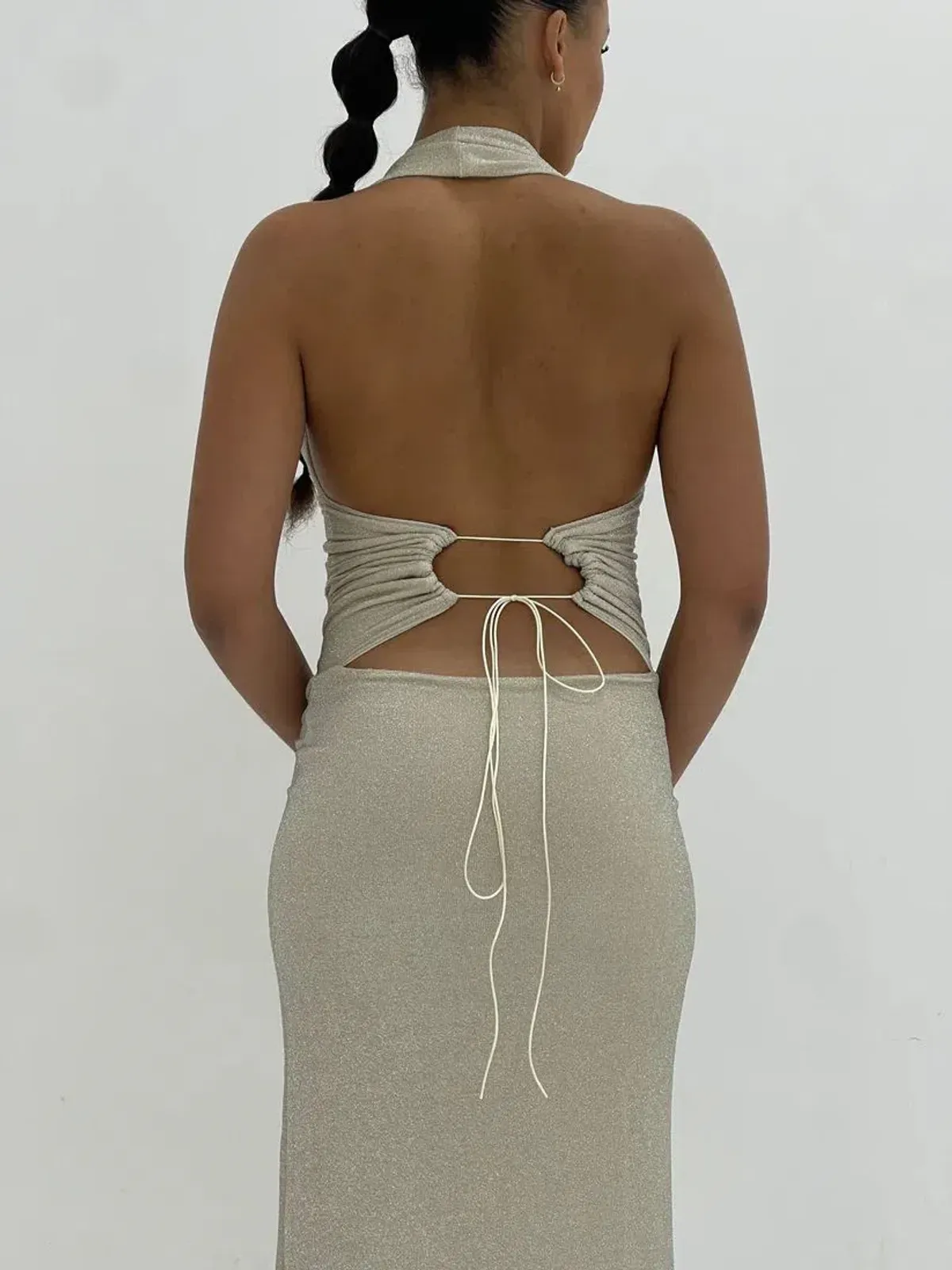 Deconduarte Astor Maxi Dress in Silver Size S/AU8 - Image 2