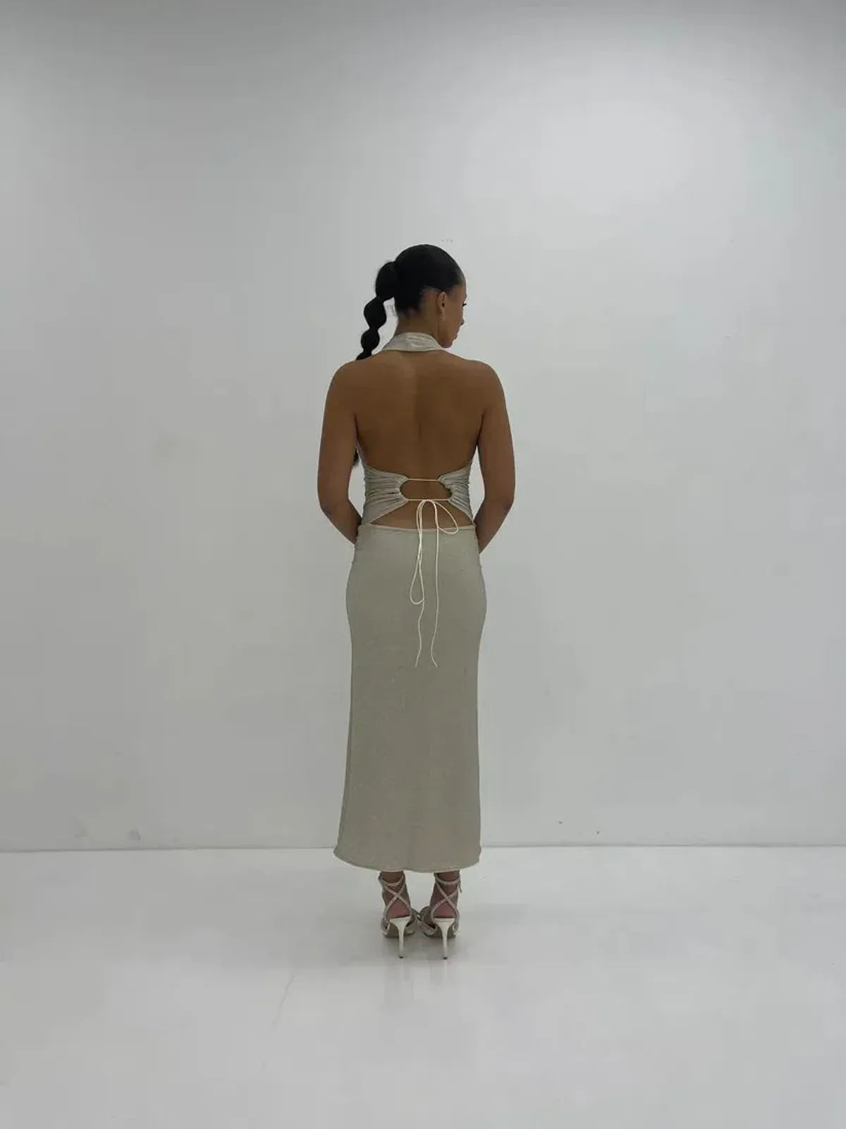Deconduarte Astor Maxi Dress in Silver Size S/AU8 - Image 3