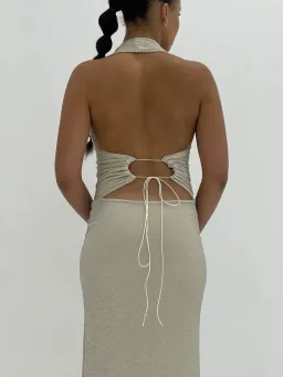 Deconduarte Astor Maxi Dress in Silver Size M/AU10 for rent on The Volte - image 2
