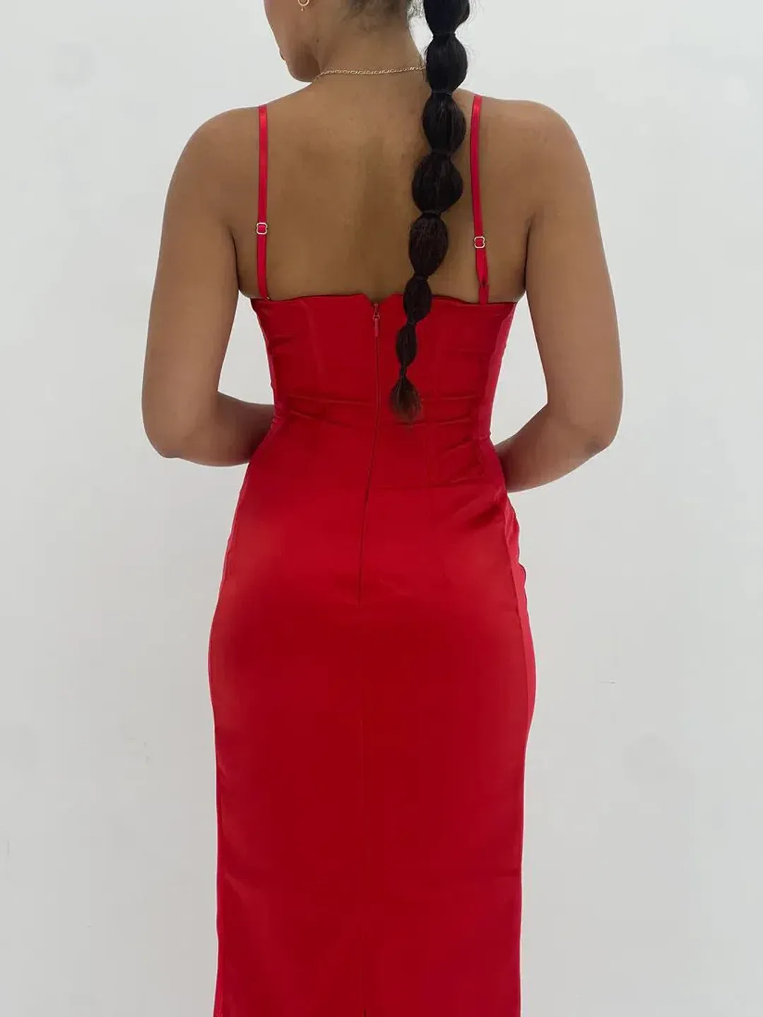 House of CB Shani Satin Corset Maxi Dress in Red Size S/AU8 for rent on The Volte - main image