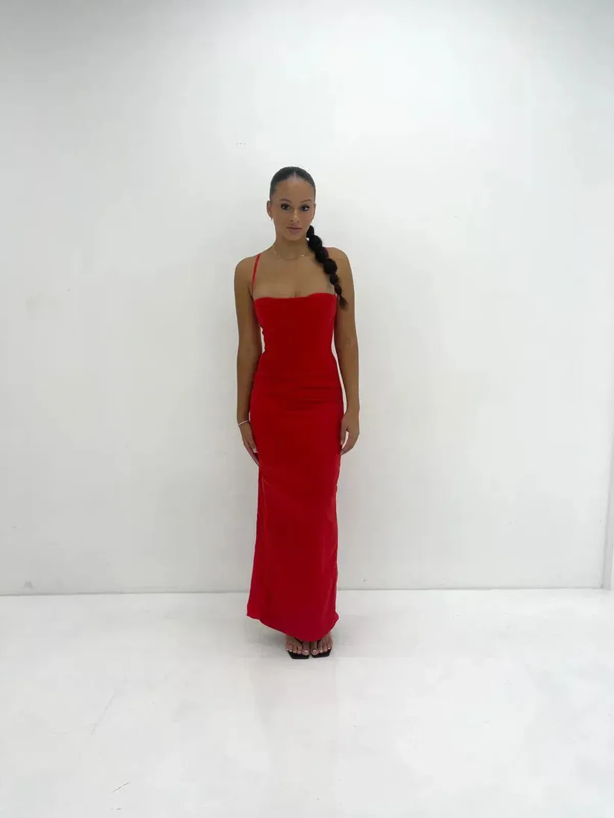 House of CB Shani Satin Corset Maxi Dress in Red Size S/AU8 for rent on The Volte - main image