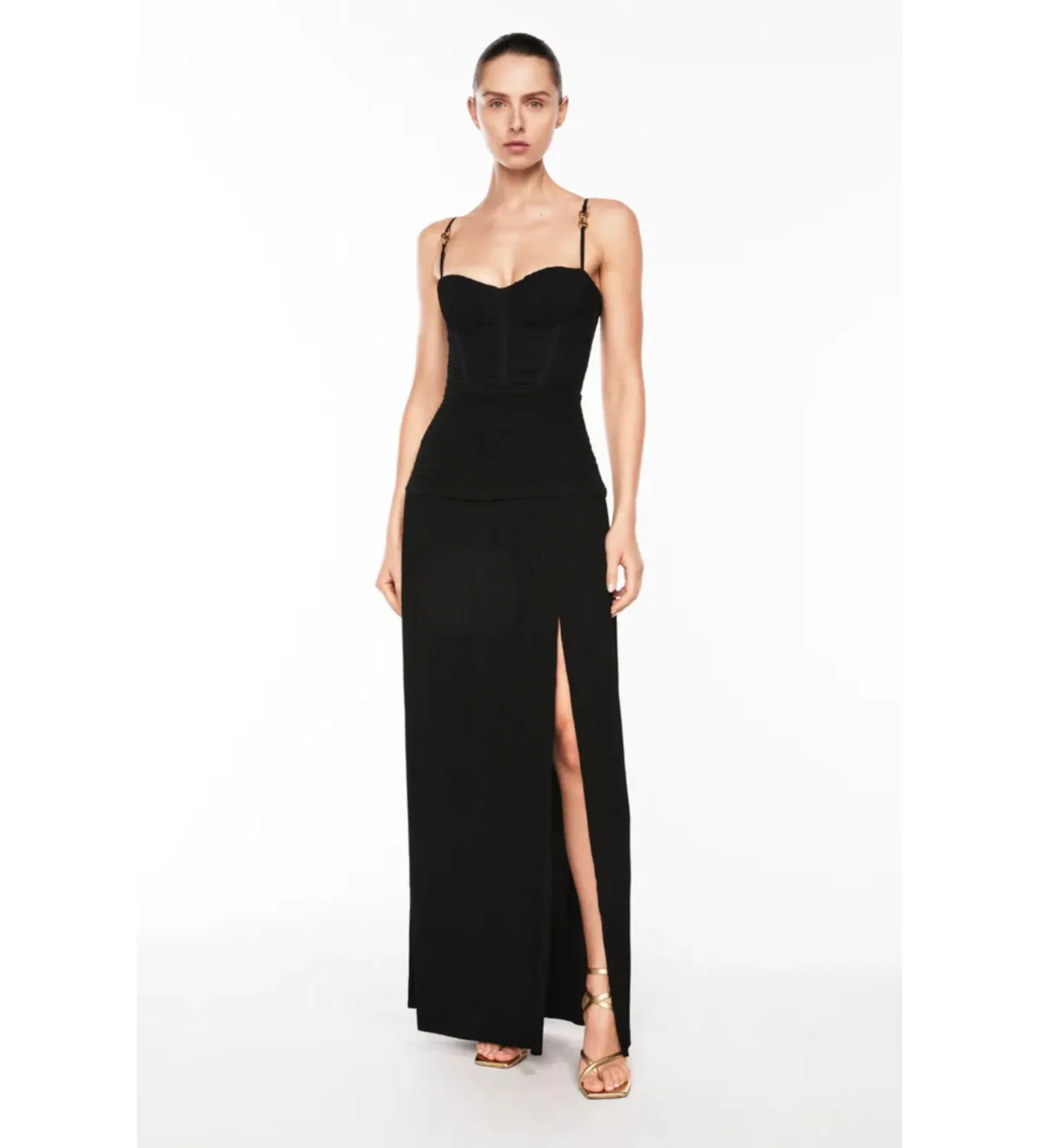 Manning Cartell Double Time Pleat Maxi Dress Black Size AU 8 - Image 1