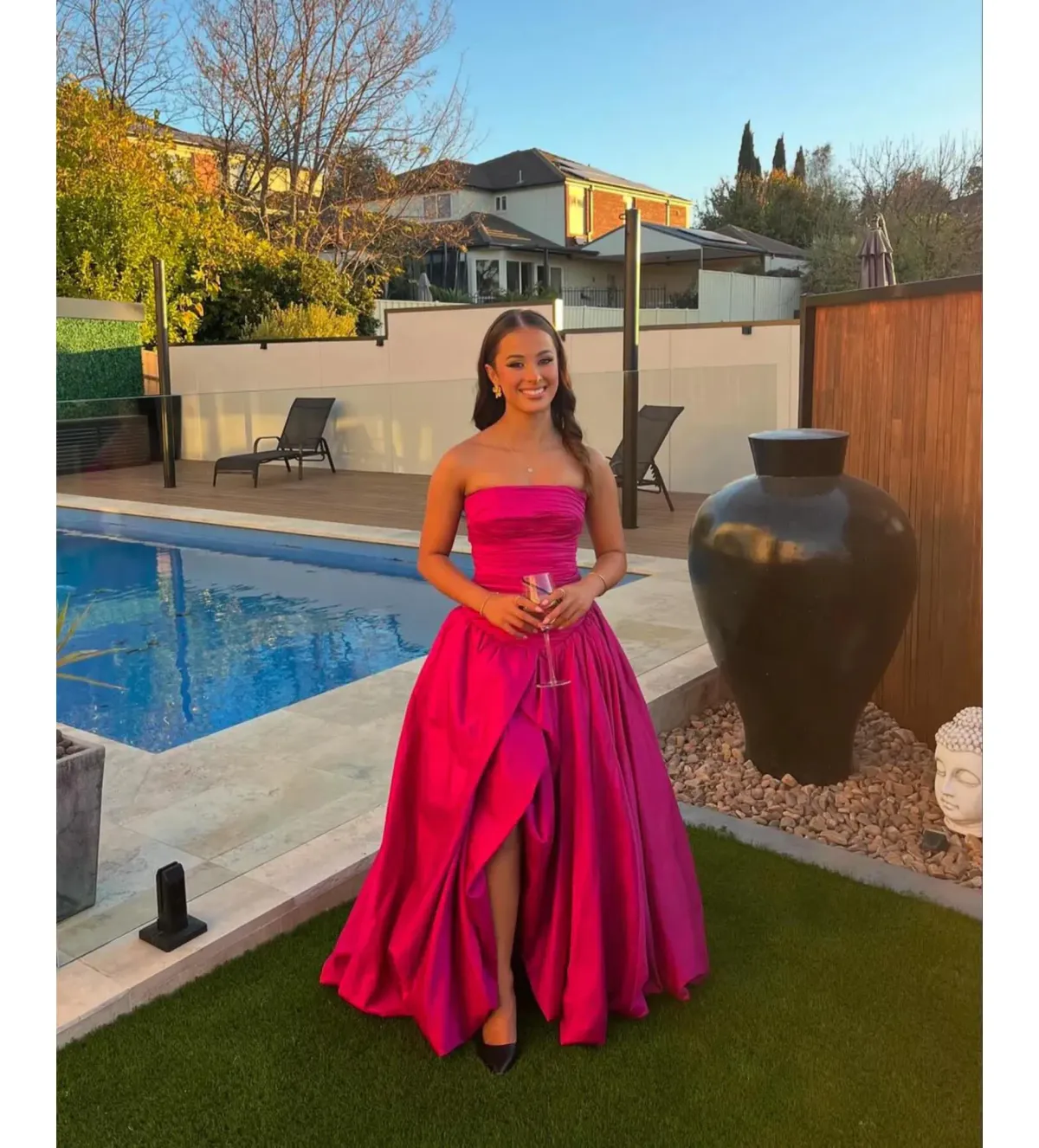 Aje Violette Bubble Hem Maxi Magenta Size AU 8 for rent on The Volte - main image