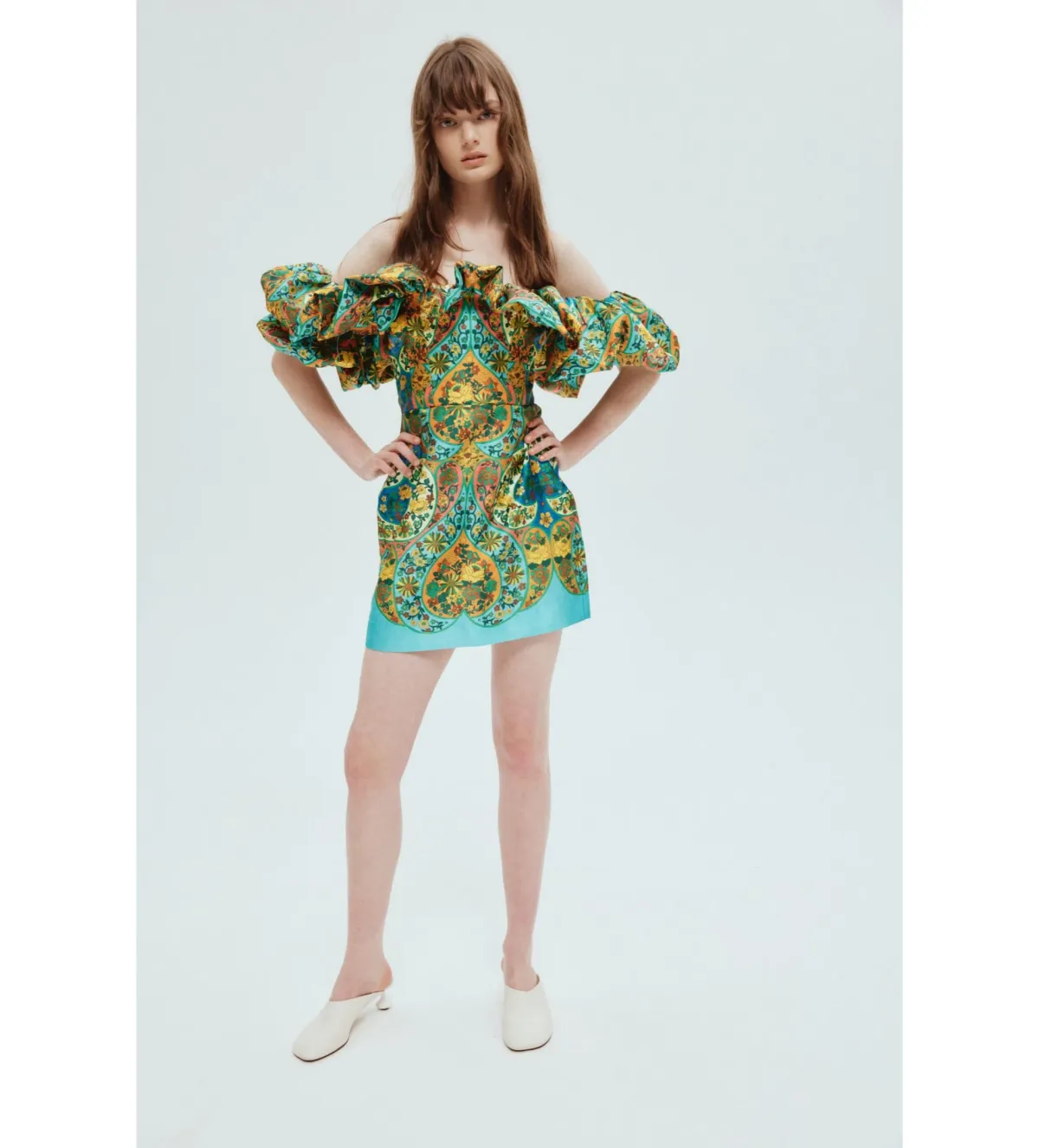 Alemais Sofie Off the Shoulder Mini Dress Print Size 10 - Image 1