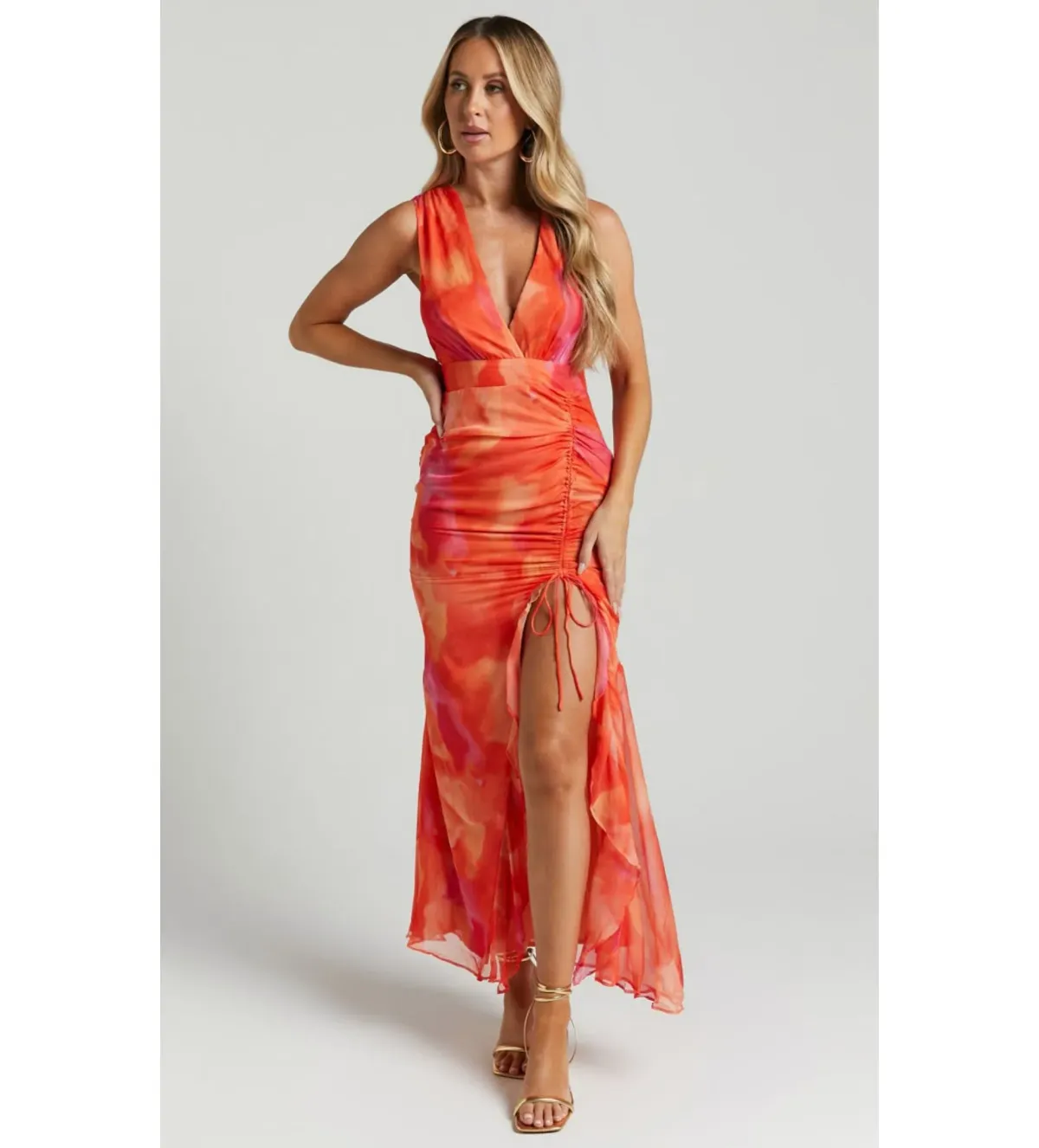 Talulah Ibiza Dress in Orange Floral Size 12 / L - Image 1