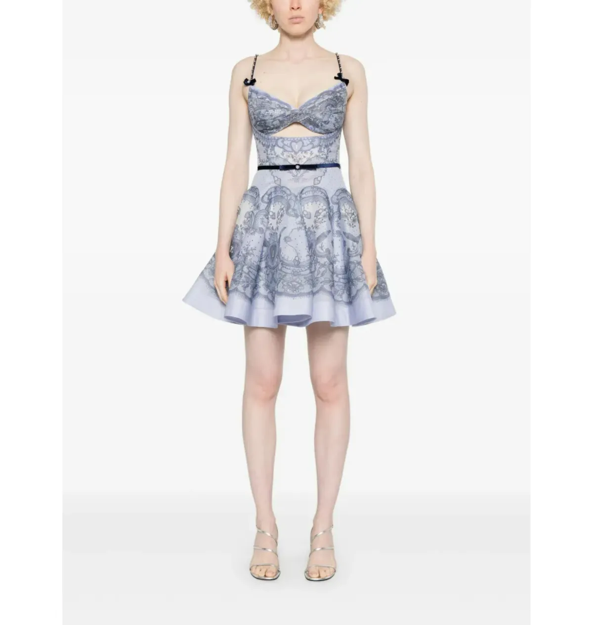 Zimmermann Crush Twist Front Dress in Blue Lace Print Size 0P / AU 6 - Image 1