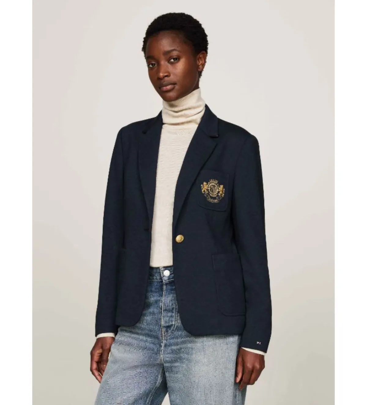 Tommy Hilfiger Pocket Embroidery Slim Fit Blazer Desert Sky Size AU 16 - Image 2