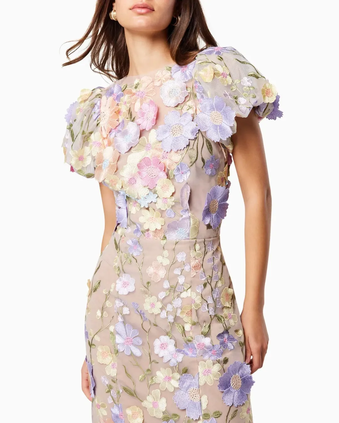 Elliatt Astraea 3D Lace Maxi Dress In Purple Size S/Au 8 for rent on The Volte - main image