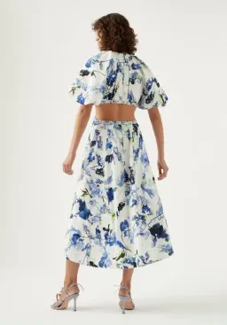 Aje Capucine Puff Sleeve Midi Dress Lavenders of Provence Print Size 16 for rent on The Volte - image 2