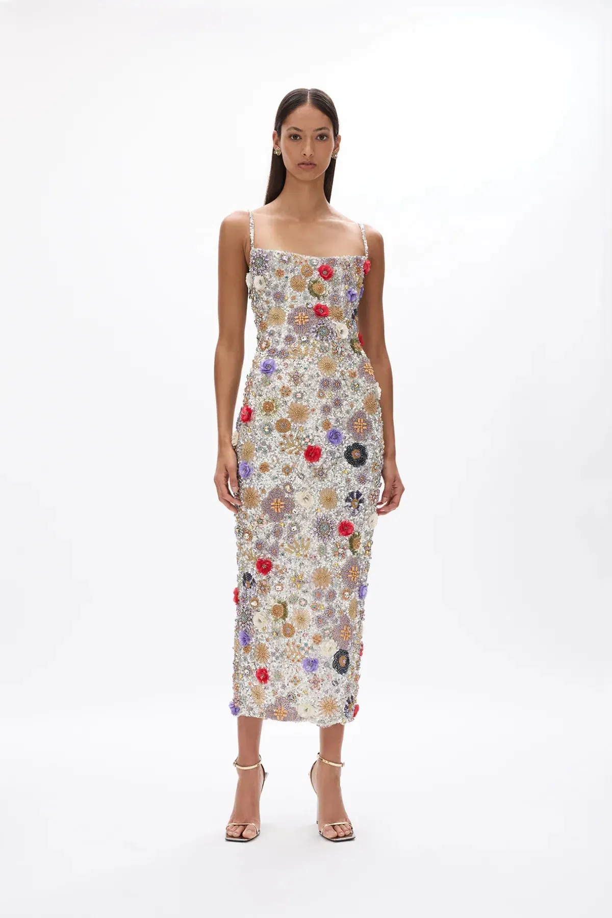 Rachel Gilbert Francesca Gown Silver Multi Size 0 / AU 6 - Image 4